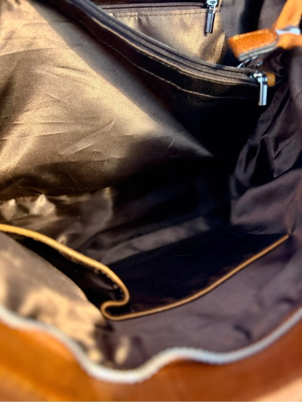 100% Leather Carry All Tote Purse | Cognac | Crossbody Strap | Work Laptop Bag